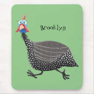 Funny Guineafowl bird cartoon illustration Mouse Pad