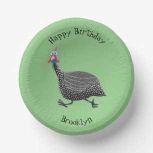 Funny Guineafowl bird cartoon illustration Paper Plate