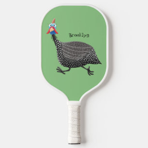 Funny Guineafowl bird cartoon illustration Pickleball Paddle