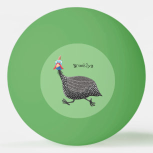 Funny Guineafowl bird cartoon illustration Ping Pong Ball
