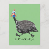 Funny Guineafowl bird cartoon illustration