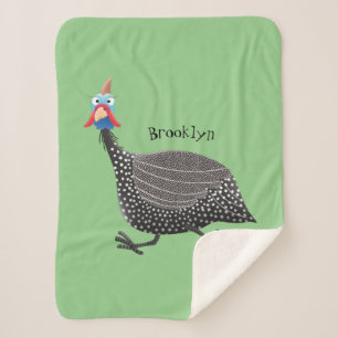 Funny Guineafowl bird cartoon illustration  Sherpa Blanket