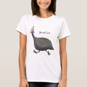Funny Guineafowl bird cartoon illustration T-Shirt