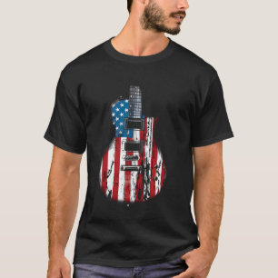Funny Guitar America Flag Patriotic 4th Of July T-Shirt