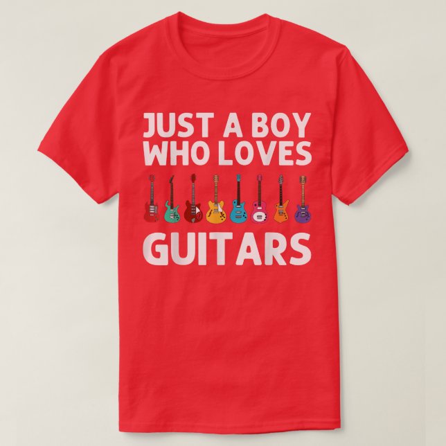 Funny Guitar Art Boys Kids Guitar Player Music Ins T-Shirt (Design Front)