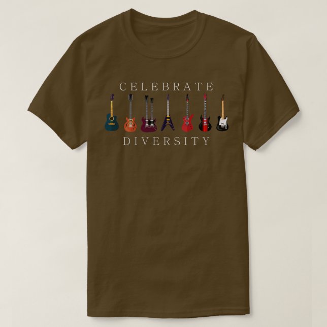 Funny Guitar Celebrate Diversity Vintage Music372 T-Shirt (Design Front)