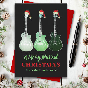 Funny Guitar Christmas Merry Musical Personalised Holiday Card