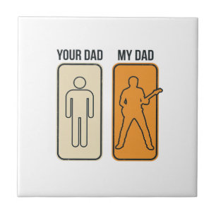 Funny Guitar Dad Vintage Engraving Shirt Design_1 Ceramic Tile