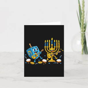 Funny Guitar Dreidel Menorah Hanukkah Kids Womens Card