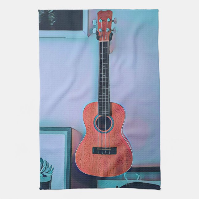 Funny guitar lover gift tea towel (Vertical)