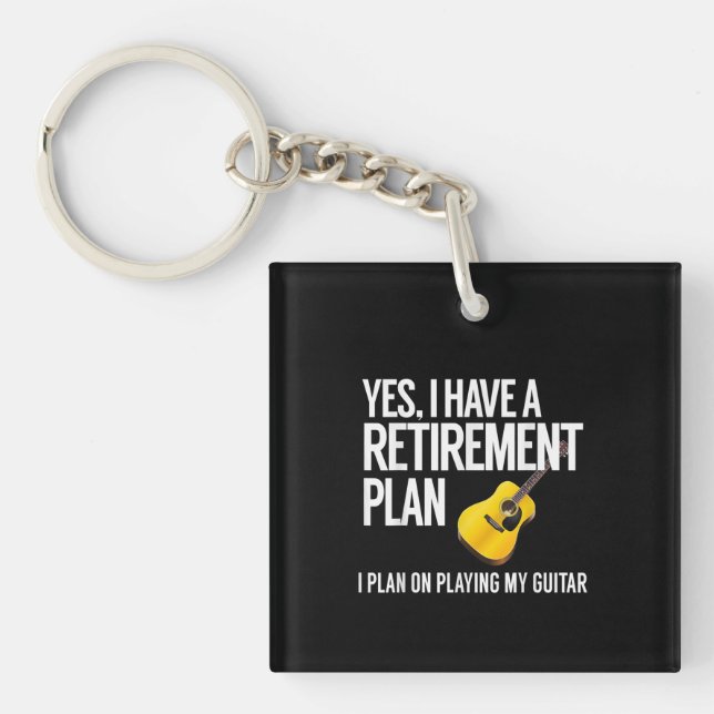 Funny Guitar Player Retirement Gift Key Ring (Front)