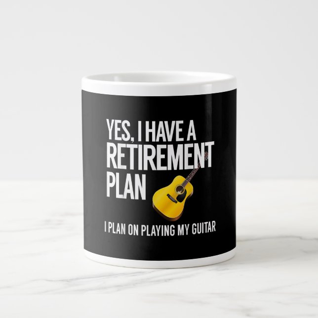Funny Guitar Player Retirement Gift Large Coffee Mug (Front)
