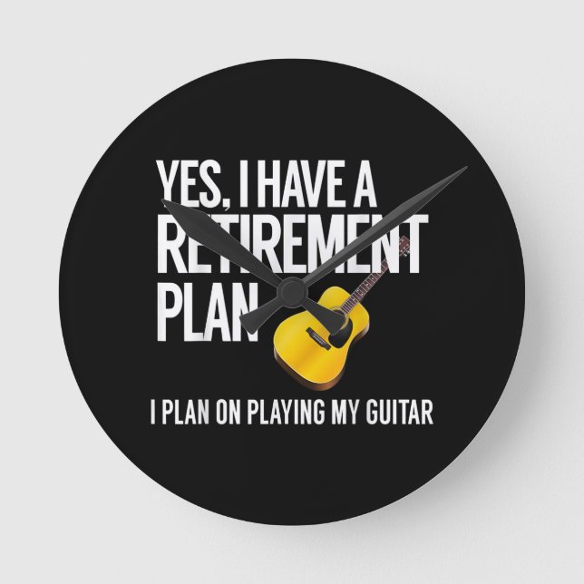 Funny Guitar Player Retirement Gift Round Clock (Front)