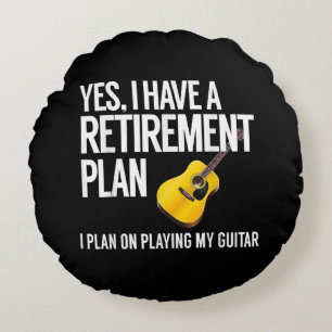 Funny Guitar Player Retirement Gift Round Cushion