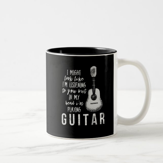 Funny guitar player Two-Tone coffee mug (Right)