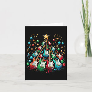 Funny Guitar Santa Hat Christmas Tree Guitar Music Card