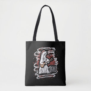 Funny Guitarist Bear Playing Guitar Punk Rock Tote Bag