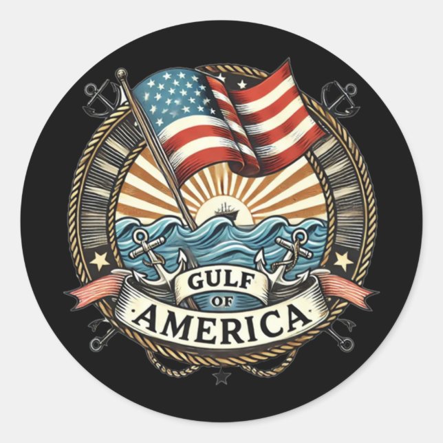 Funny Gulf Of America  Classic Round Sticker (Front)