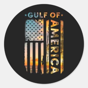 Funny Gulf Of Usa America Vintage American Flag Be Classic Round Sticker