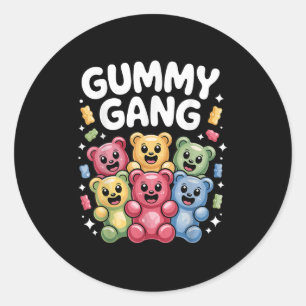Funny Gummy Bear Design For Men Women Kids Gummy B Classic Round Sticker