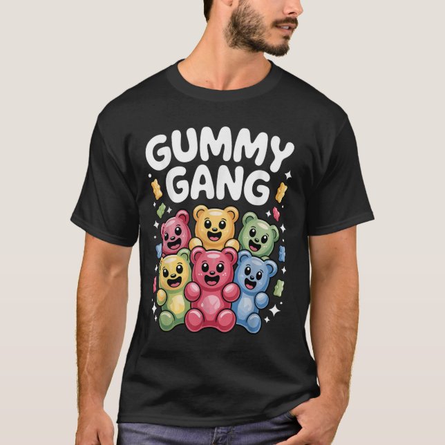 Funny Gummy Bear Design For Men Women Kids Gummy B T-Shirt (Front)