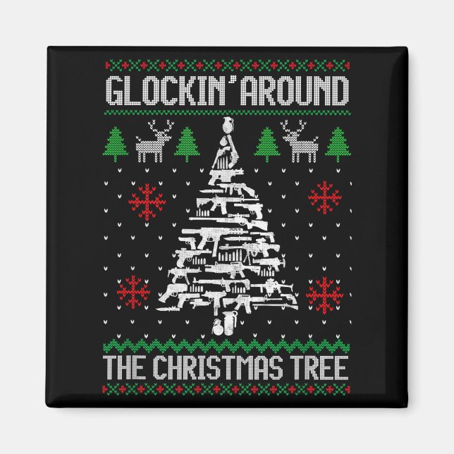 Funny Guns Ugly Christmas Sweaters For Gun Lovers  Magnet (Front)