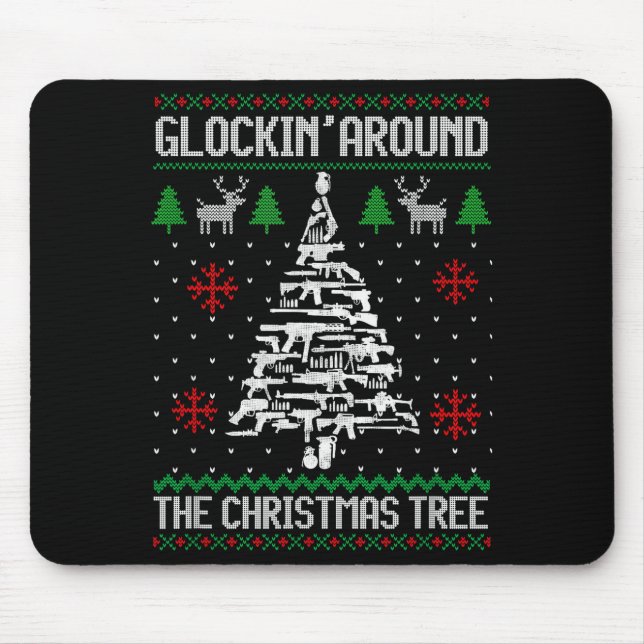 Funny Guns Ugly Christmas Sweaters For Gun Lovers  Mouse Pad (Front)