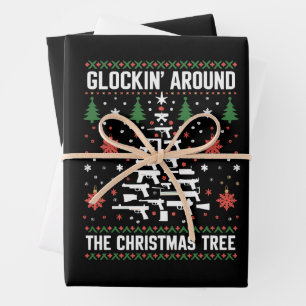 Funny Guns Ugly Christmas Sweaters for Gun Lovers  Wrapping Paper Sheet