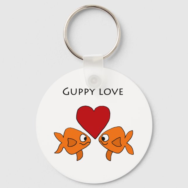 Funny Guppy Love Design Key Ring (Front)
