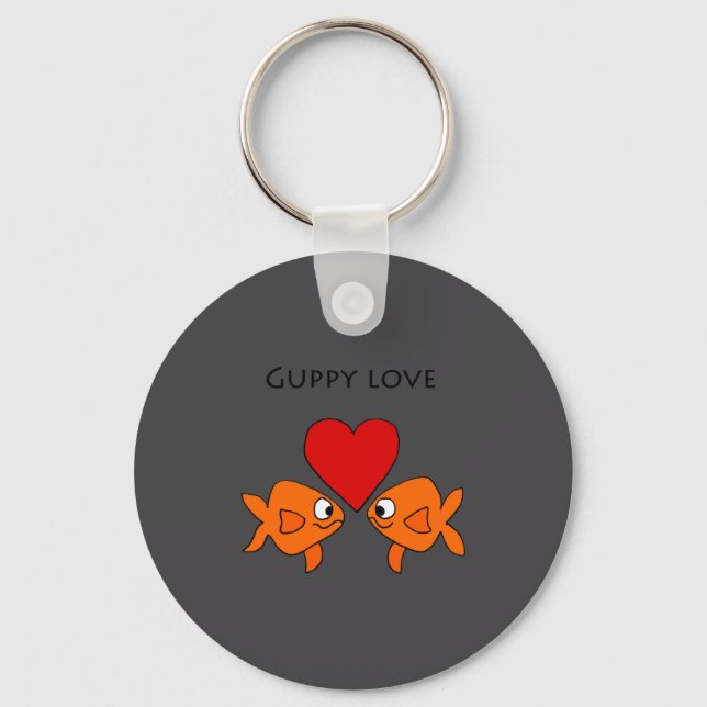 Funny Guppy Love Design  Key Ring (Front)
