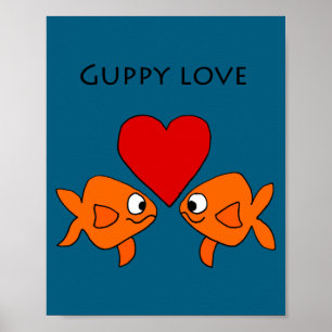 Funny Guppy Love Design  Poster