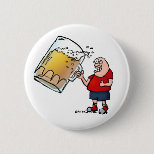 Funny Guy With Just One BIG Beer 6 Cm Round Badge