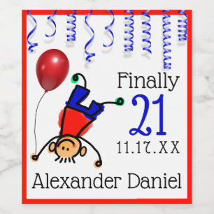 Funny Guys 21st Birthday Party Champagne or Wine Label