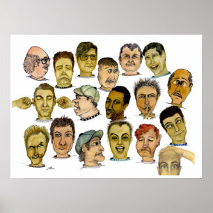 Funny Guys with Silly Faces Poster