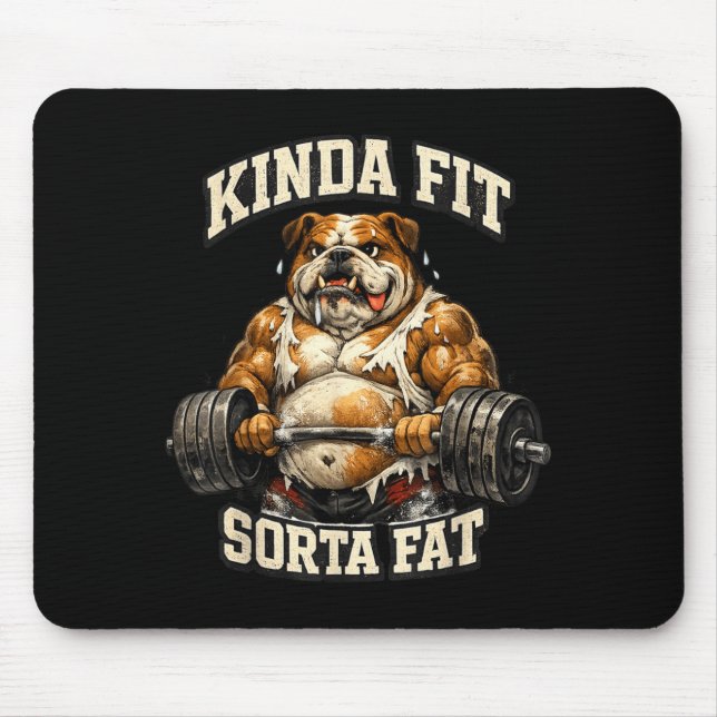 Funny Gym Bulldog_ Kinda Fit Sorta Fat Mouse Pad (Front)
