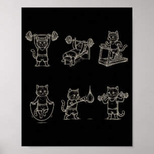 Funny gym cat graphic workout weight liftingFunny Poster