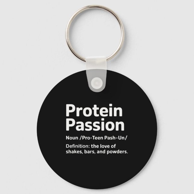 Funny Gym Definition Weightlifting Workout Protein Key Ring (Front)