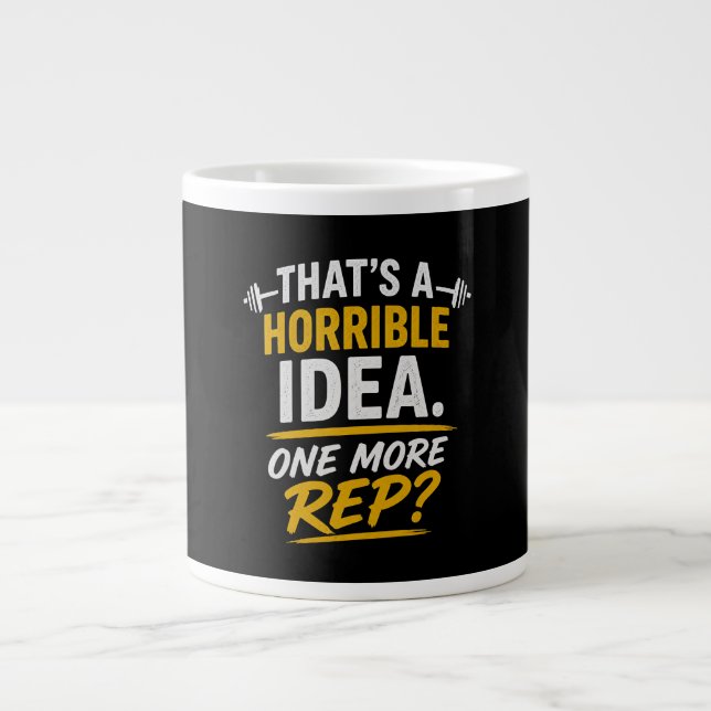 Funny Gym Design "One More Rep" Large Coffee Mug (Front)