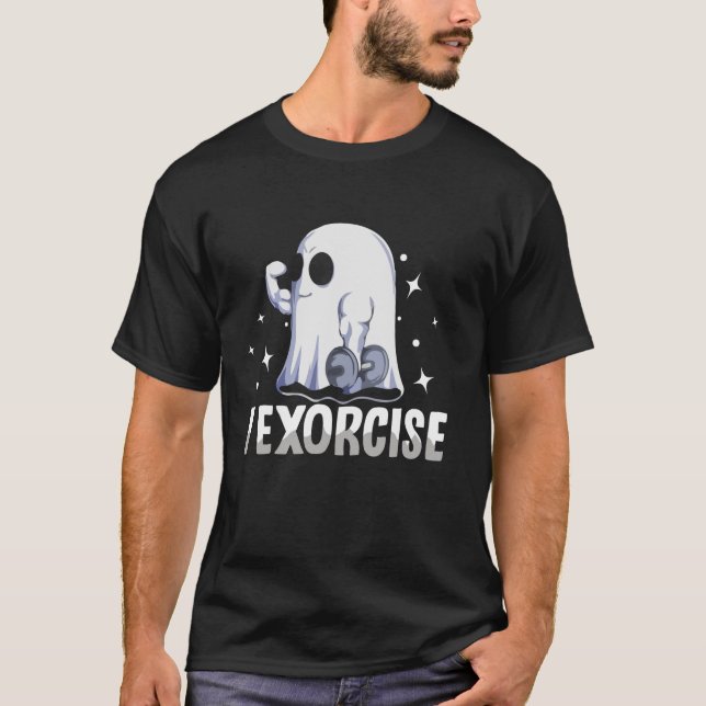 Funny Gym Exercise Workout Spooky Halloween Ghost  T-Shirt (Front)