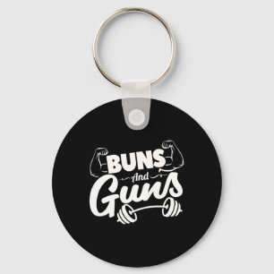 Funny Gym Fitness Buns And Guns  Key Ring