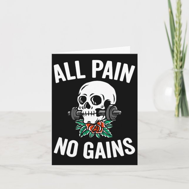 Funny Gym Fitness Workout Parody All Pain No Gains Card (Front)