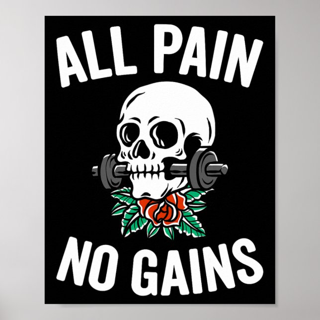 Funny Gym Fitness Workout Parody All Pain No Gains Poster (Front)