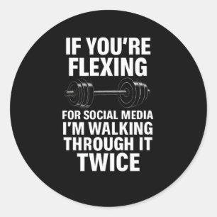 Funny Gym Flexing Workout Bodybuilding 2  Classic Round Sticker
