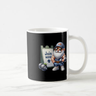 Funny Gym Gnome Graphic With Dumbbells For Men Fit Coffee Mug