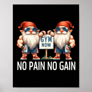 Funny Gym Gnomes In Dads Fitness Apparel No Pain N Poster