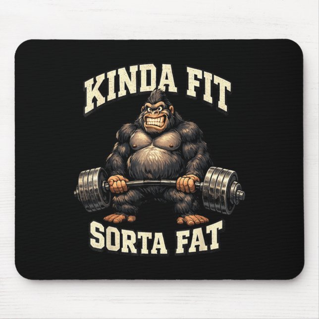 Funny Gym Gorilla_ Kinda Fit Sorta Fat Mouse Pad (Front)
