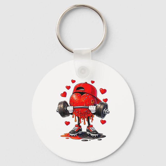Funny Gym Heart Weightlifting Fitness Workout Drip Key Ring (Front)