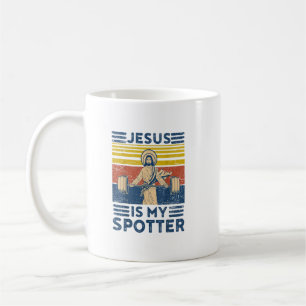 Funny Gym Jesus Is My Spotter Funny Workout Jesus  Coffee Mug