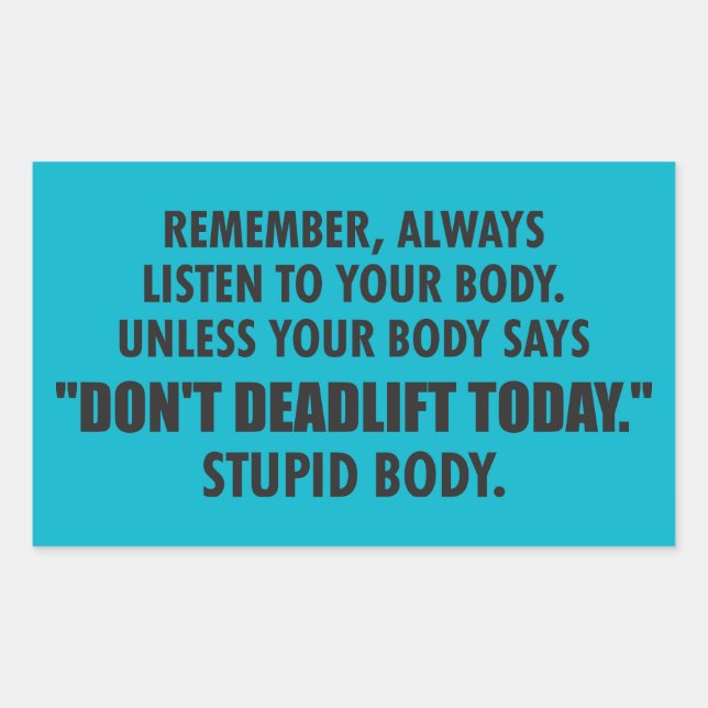Funny Gym Motivational Humour Rectangular Sticker (Front)