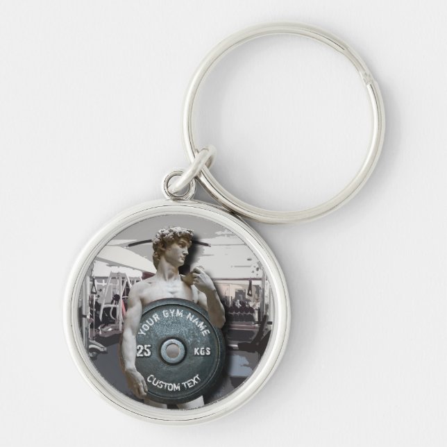 Funny Gym Owner Fitness David Holding Weight Key Ring (Front)
